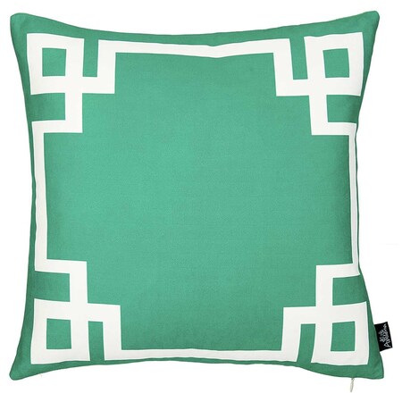 Homeroots Green & White Geometric Decorative Throw Pillow Cover 18 x 18 in. 355323